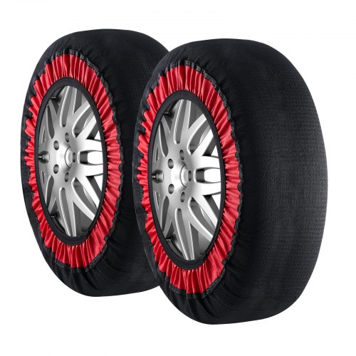 VEVOR Förtjockade Snösockor för Däck, Polyesterfiber Däcksockor med Elastiska Remmar, Snögreppsdäckskydd för Bil, SUV, Pickup och Lastbil (2-pack) - Extra Stor