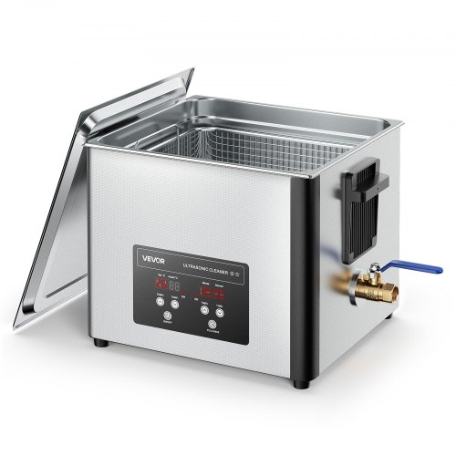 VEVOR 15L ultraljudsrengöring, professionell ultraljudsrengöringsmaskin med rengöringskorg och digital display, 240W rostfritt stål 40kHz industriell rengöringsmaskin för delar, förgasare, instrument