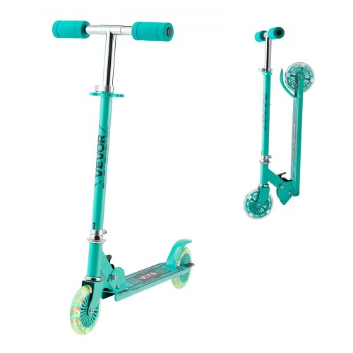 VEVOR Sparkcykel för barn från 3 år, 2-hjulig sparkcykel med upplysta hjul, justerbart styre, brett halkfritt däck, hopfällbar lättviktsram för pojkar och flickor upp till 49,9 kg, grön