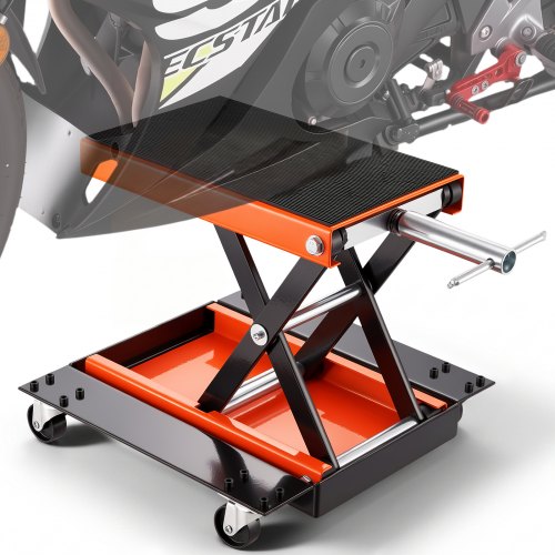 VEVOR Motorcykellift ATV Scissor Jack Dolly 1100 lbs Wide Deck & Hand Crank
