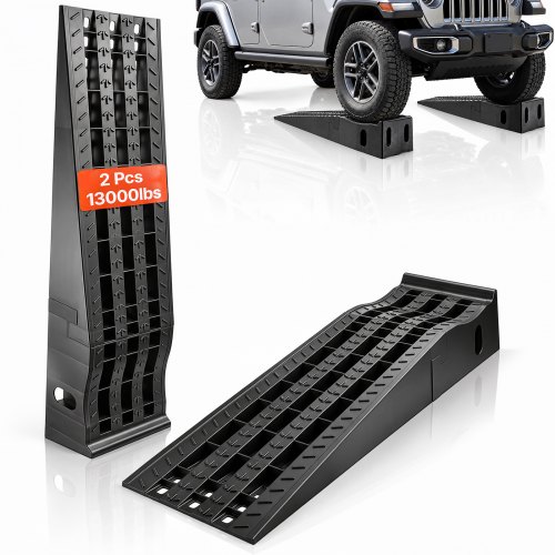 VEVOR Bilramper, 2 st. 5897 kg totalvikt, 160 mm lyfthöjd, bärbara högprofilerade bilserviceramper för underhåll av hemmagarage och oljebyten, kraftiga för lastbil, SUV-fordonsreparationer, svarta