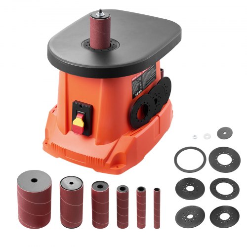 VEVOR oscillerande spindelslip, 2000 varv/min bänkslip med 6 hylsor (12,7–76,2 mm), 16 mm slaglängd och 397 x 295 mm gjutjärnsbord för möbelfinish, hantverksslipning, gör-det-själv-träbearbetning