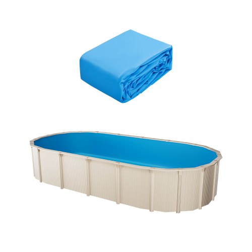 VEVOR Oval Poolfoder, 4,8 x 2,9 m, Uinbead-stil, Slitstark Vinylfoder, Standard Tjocklek, 123 cm vägghöjd, Poolfoderersättning för stålsidiga ovanmarkspooler