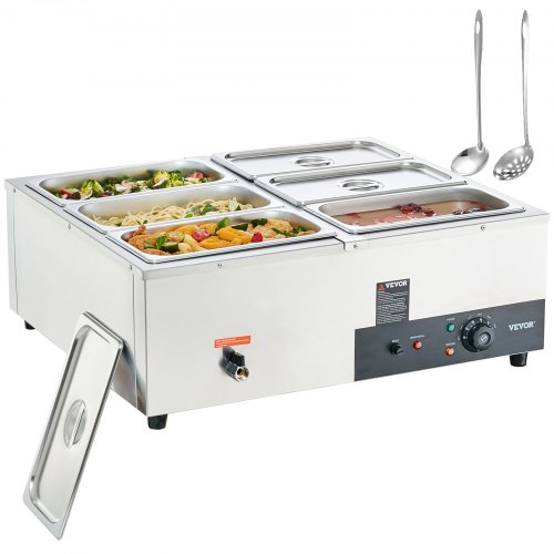 VEVOR Kommersiell Elektrisk Matvärmare Bänkbuffé 6*8 Qt Pan Bain Marie