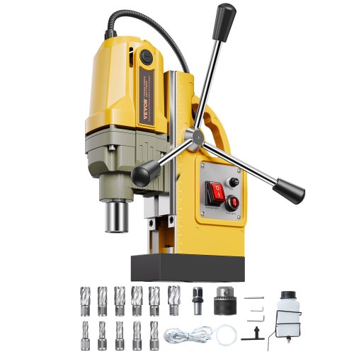 VEVOR magnetborrmaskin, 1400W motor 1,6 tum borrdiameter, 2810 lbf bärbar elektrisk magnetborrpress, med 11 kärnborrar, 800 varv/min hastighet, borrmaskin för metallytor, heminredningsindustrin