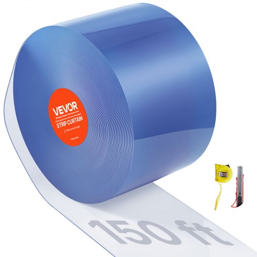 VEVOR Klar PVC-listgardin, 45,7 m längd x 20 cm bredd, plastdörrlist i bulk, kylgardinremsor för inbyggda frysar, för dörröppningar till stormarknader, garage, lager, lador, husdjurshus