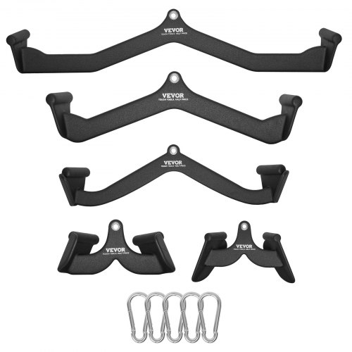 VEVOR LAT Pulldown-tillbehör, kabelmaskin, rodd, T-stång, V-stång, 5-set, triceps-pulldown-stång, gummibelagt handtag för ryggstyrketräning, bicepscurl, triceps-lats-pulldown-stång för hemmagym