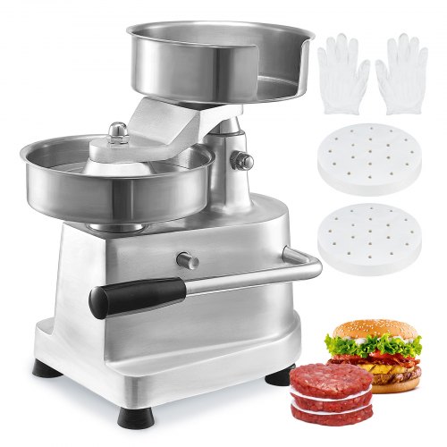 VEVOR Kommersiell Burger Patty Maker, 150 mm/6 tum Hamburgerbiffsmaskin, Kraftig Burgerpress i Rostfritt Stål av Livsmedelskvalitet, Köksköttformningsmaskin med 1000 st. Biffpapper