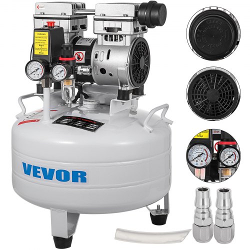 VEVOR Vertikal Luftkompressor 6,6 Gallon Ultra Tyst Oljefri Luftkompressor 30L Tank Tyst Luftkompressor 850W Oljefri Kompressor Låg Tystnad
