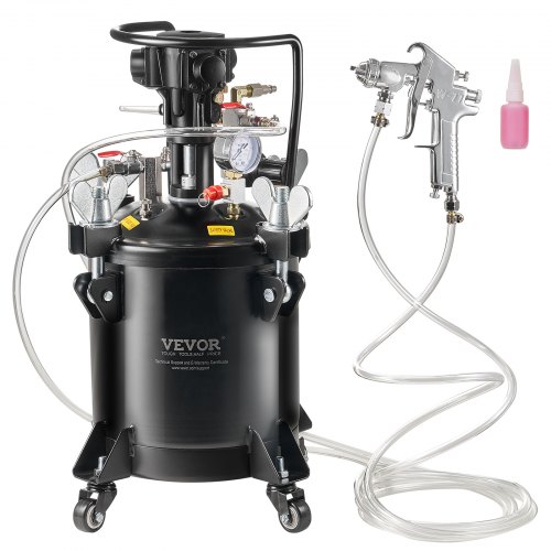 VEVOR sprayfärgstryckbehållare, 10 l/2,5 gal helautomatisk omrörningstryckbehållare, 70 psi justerbart tryck, tryckbehållare för färg med sprutpistol och slangar, för heminredning, industrimålning