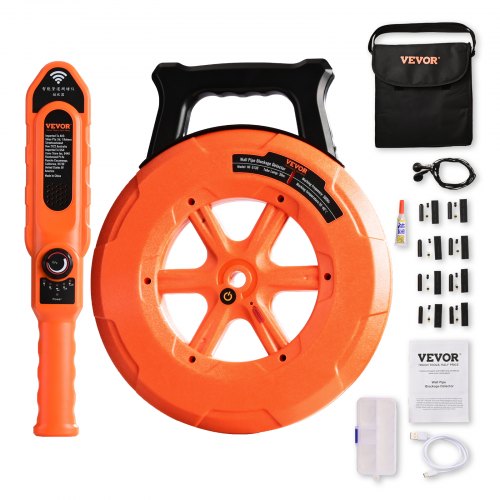 VEVOR Rörstoppdetektor Lokaliseringsinstrument 100ft/30m Vattentät för PVC Plast Metall