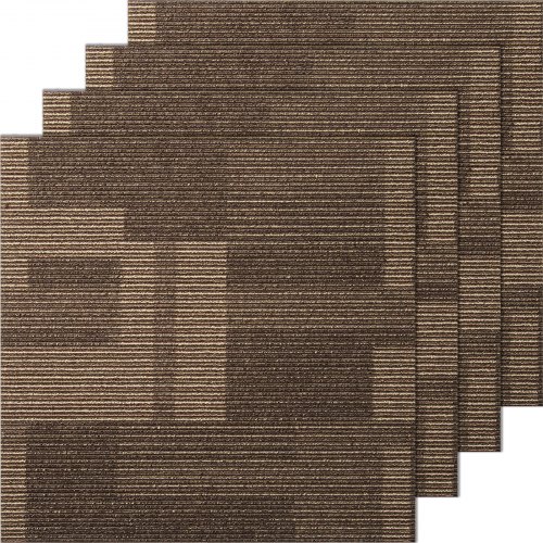 VEVOR Återanvändbara Mattplattor, 24"x 24" Mattkvadrater med vaddering, Mjuka Vadderade Mattplattor, Enkel Installering Gör-det-själv för Sovrum Vardagsrum (24Tiles, Blandad Brun)