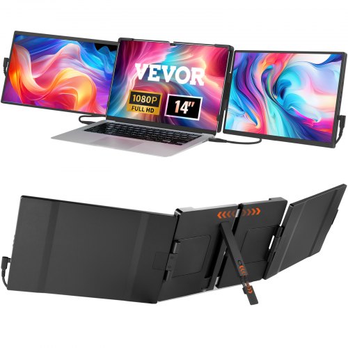 VEVOR Laptop Screen Extender 14" HD 1080P bärbar bildskärm för 13"-17" bärbar dator