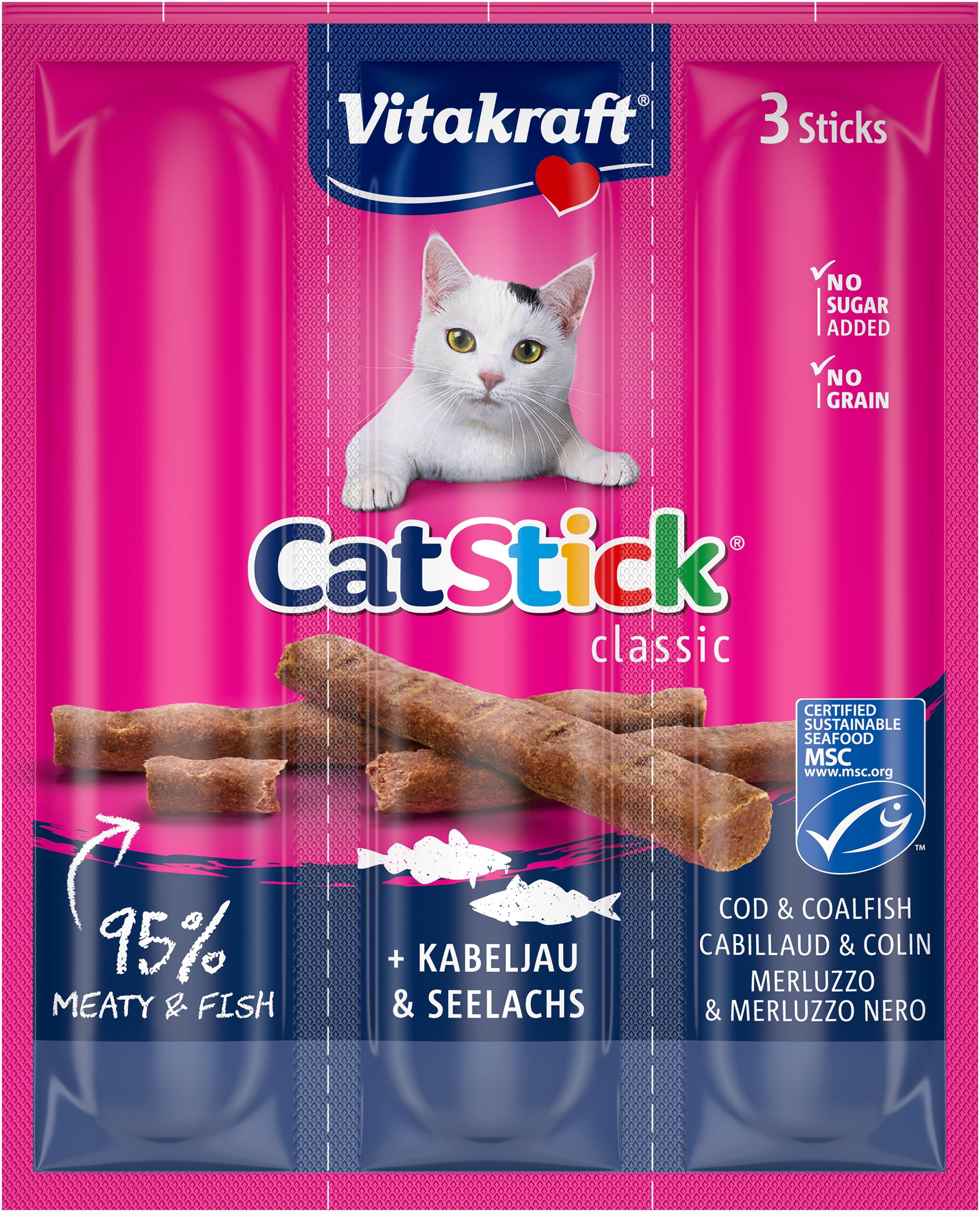 Vitakraft Cat Stick Mini Kabeljau-Thunfisch 3 Stöcke