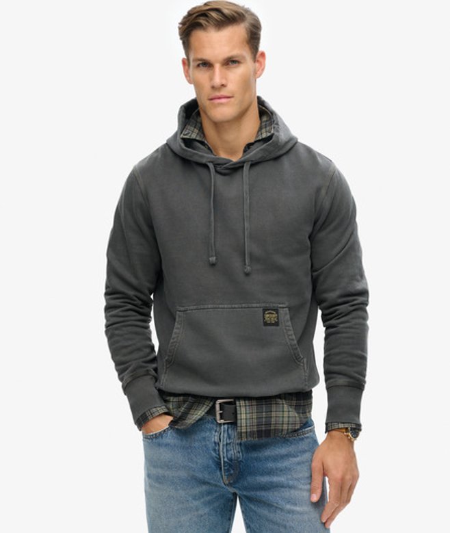 Superdry Herren Hoodie mit Lockerer Passform und Kontrastnaht Schwarz - Größe: XL