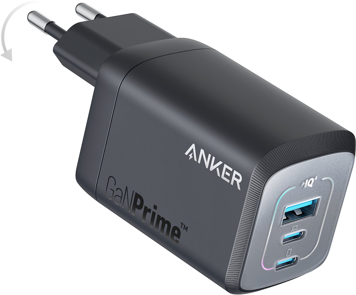 Anker 735 Prime schwarz | Ladegerät | 67 W Maximalleistung | 3 Geräte gleichzeitig aufladen | 2x USB-C, 1x USB-A | Universelle Kompatibilität
