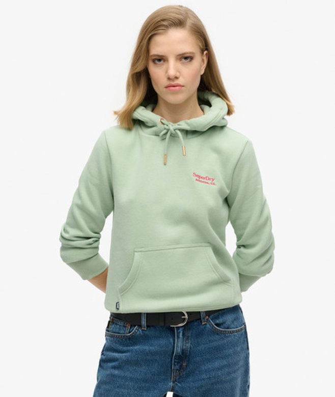 Superdry Damen Essential Hoodie mit Logo Grün - Größe: 44