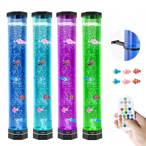 VEVOR Bubbelrörslampa 16 färger 80 cm sensorisk akvarielampa för lindring och lugn