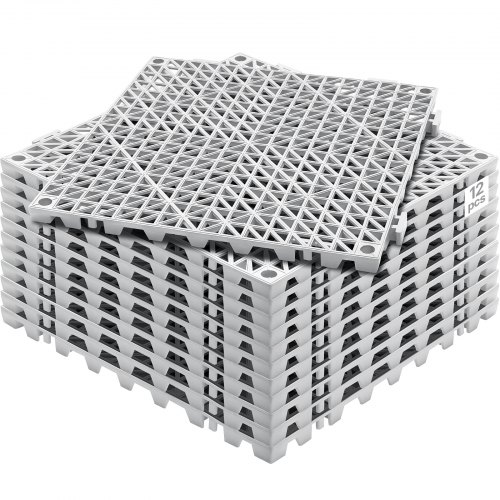 VEVOR Avloppsmatta 30,5 x 30,5 cm PVC Halkfria Golvplattor 12-pack
