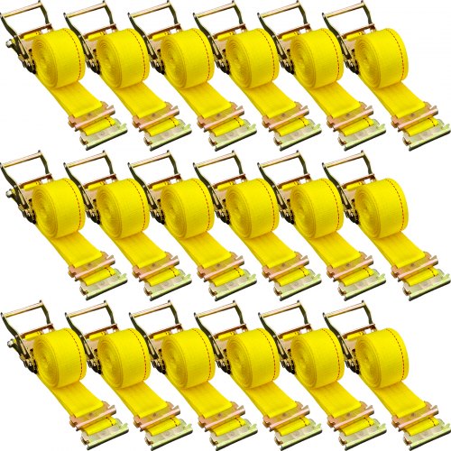 VEVOR E-Track spärrrem, 18-pack 2" x 15' E-spårremmar 4400 lbs brottstyrka, med polyesterväv och fjäderfäste och spärrhakar, slitstarka surrningsfästen för motorcyklar, däck, släpvagnslaster