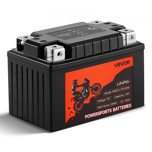 VEVOR Motorcykelbatteri, 12 Volt 2Ah, LiFePO4 Litiumförladdat Powersports-batteri, Underhållsfritt och Högpresterande, Kompatibelt med ATV, Motorcykel, Vattenskotrar, Scooter, UTV med mera