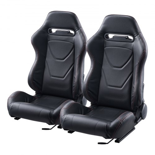 VEVOR Racing-stol, 2-set, justerbar racingcockpit med vidvinkelfällbar lutning och högelastiskt skum, bekväm racingstol med mjukt PVC-läder och Q235B-skjutreglage, lämplig för racingbilar och gokart