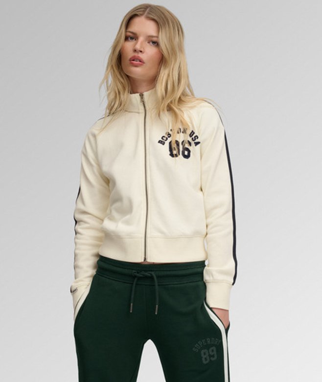 Superdry Damen Athletic Applique Trainingsjacke White - Größe: 42