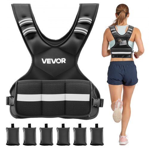 VEVOR Justerbar viktväst, 4,7 kg Bekväm X-formad kroppsviktsväst med 6 viktpaket och reflexränder, för män kvinnor, träningsutrustning för styrketräning löpning jogging