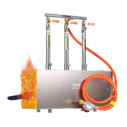 VEVOR Fragua de Gas Propano Portátil, de Forma Cuadrada, con 3 Quemadores, 1427 °C, de Acero Inoxidable 201 Resistente a la Corrosión, Horno de Fusión para Forja de Metales, 510 x 190 x 540 mm