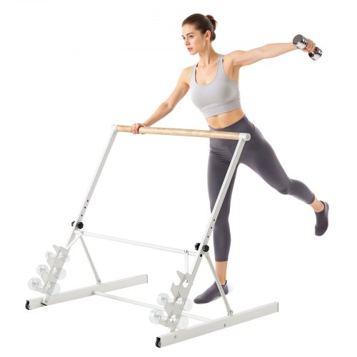 VEVOR Barra Elástica de Madera de Ballet, 4 Niveles, con Un Asa de Bloqueo Lateral, para Ejercicios de Ballet, Entrenamiento de Equilibrio, Ejercicios de Relajación y Yoga, 1048 x 870 x 950 mm