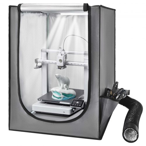 VEVOR Carcasa para Impresora 3D, 55 x 65 x 75 cm, Cubierta Protectora Antipolvo e Impermeable con Temperatura Constante e Iluminación LED, Compatible con Impresoras Photon Mono/Mars 3, FDM/LCD