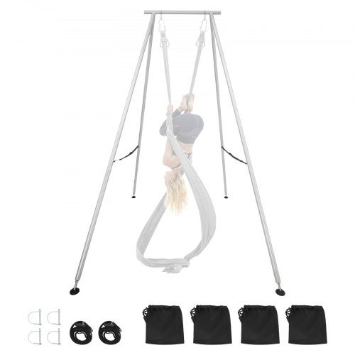 VEVOR Soporte de Yoga con Estructura Triangular, Capacidad de Carga Máxima de 250 kg, Cuerda Aérea y Base Antideslizante, Multifuncional, 2560 x 1930 x 2910 mm, para Aficionados y Profesionales