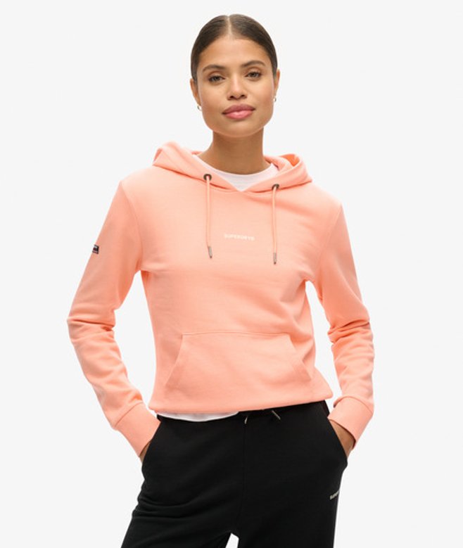 Superdry Damen Baumwolle Einfarbiges Kapuzenpullover, Hellrosa - Größe: 36