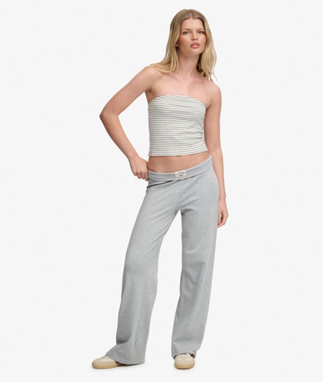 Superdry Damen Athletic Essentials Jogginghose mit Umschlagbund Grey - Größe: 44