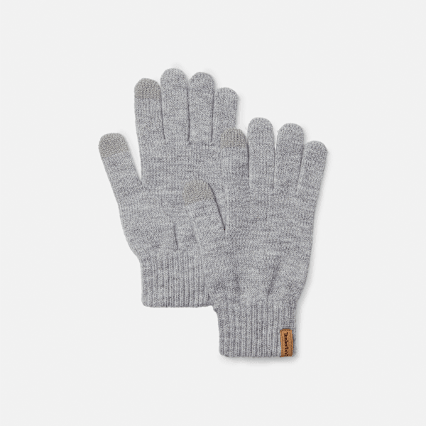 Timberland - Guanti in Maglia a Coste in grigio scuro, Uomo, grigio