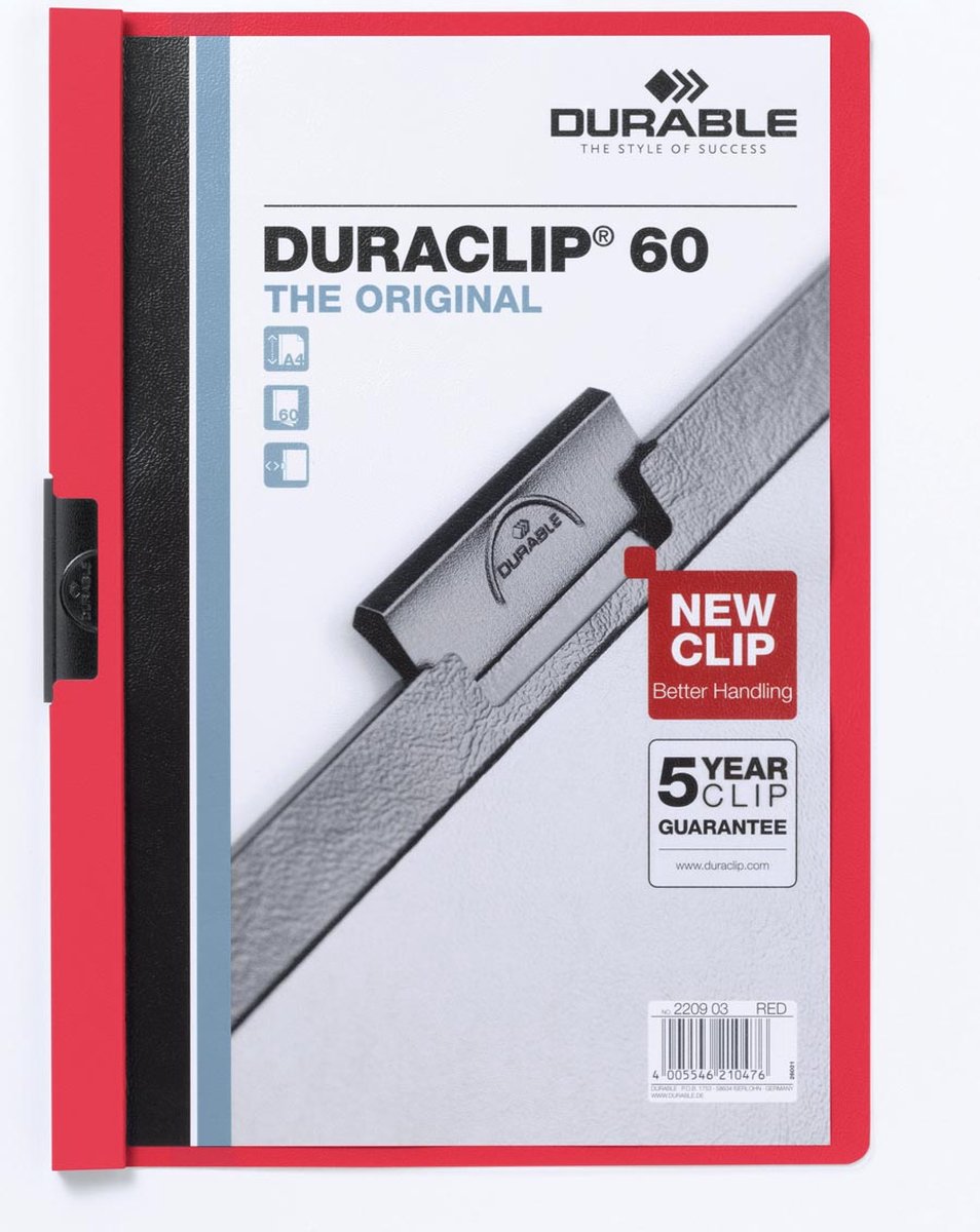 25 x Durable Cliphefter Duraclip Original 60 rot
