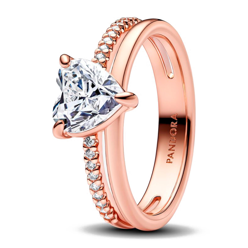 Pandora Ringe Double Band Heart Ring 183100C01