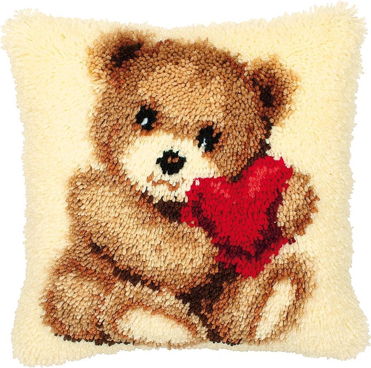 Knüpfkissen Teddy mit Herz