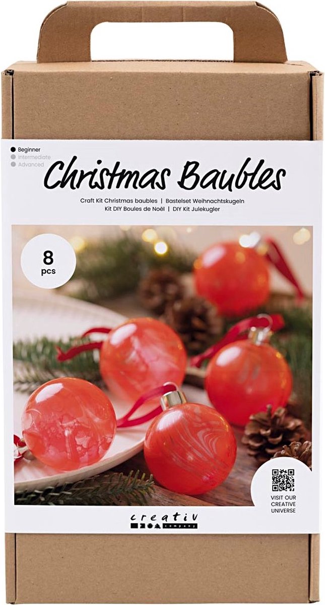 Bastelkit Weihnachtskugeln marmoriert 8-er Pack