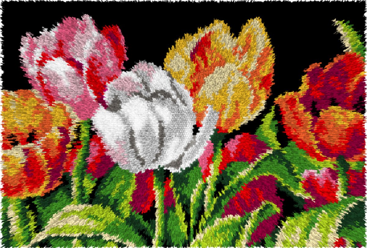 Knüpfmatte/Wandbehang Tulpen
