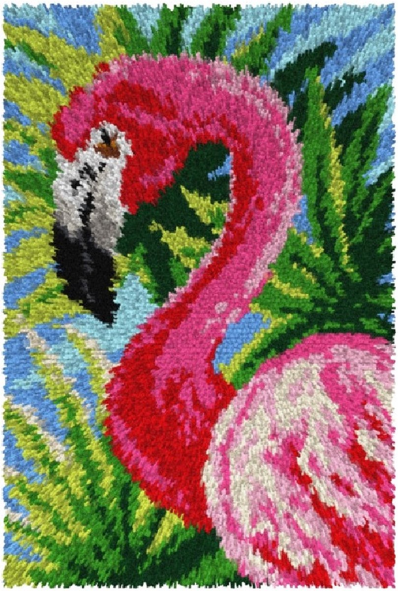 Knüpfmatte/Wandbehang Flamingo