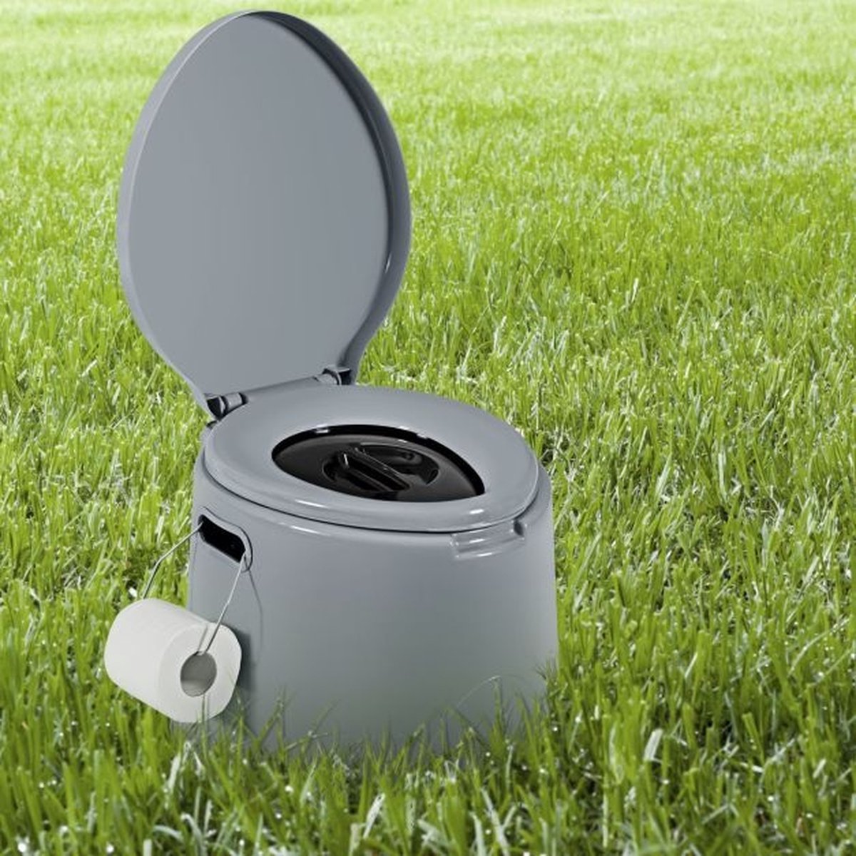 Costway Campingtoilette tragbar Reisetoilette Mobile Toilette mit Abnehmbarem Eimereinsatz Grau
