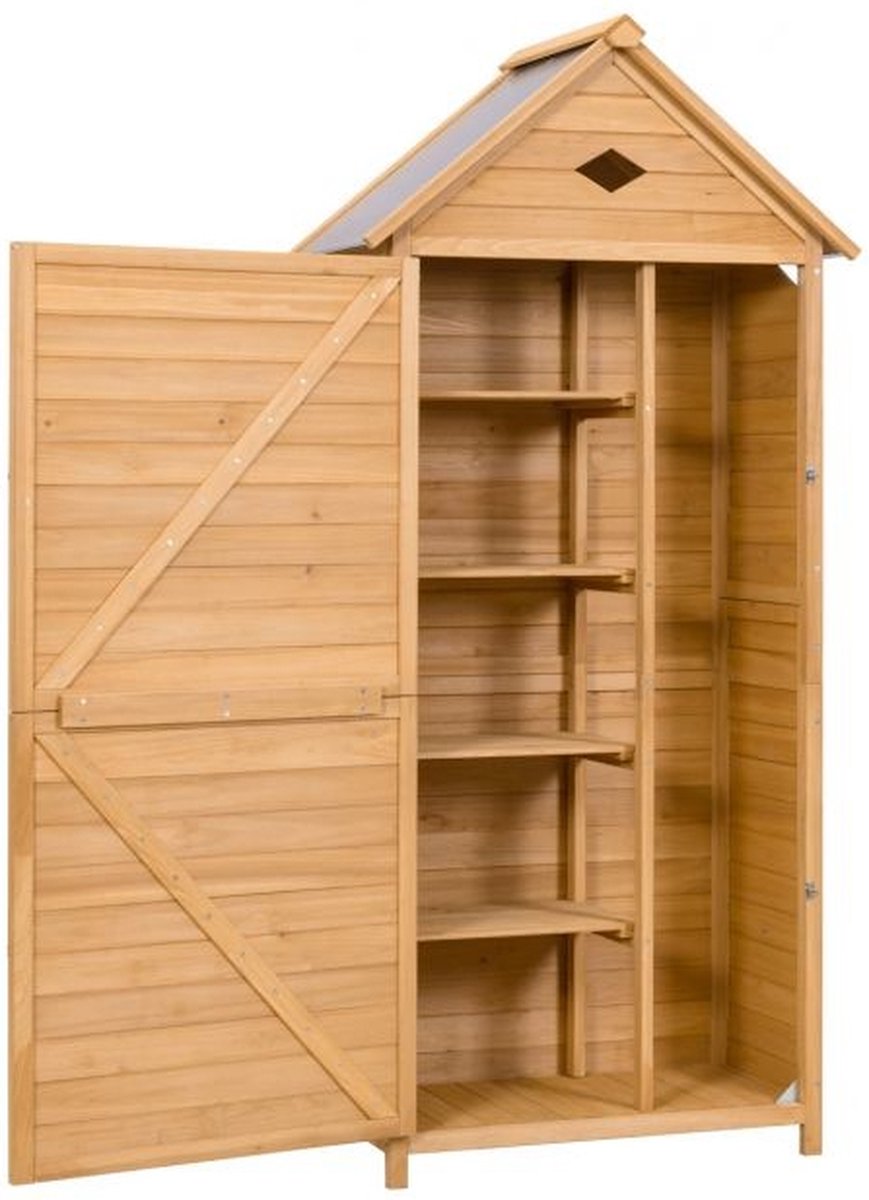 Costway Holz Gartenschrank Gerätehaus Geräteschuppen Geräteschrank 70 x 36 x 177 cm