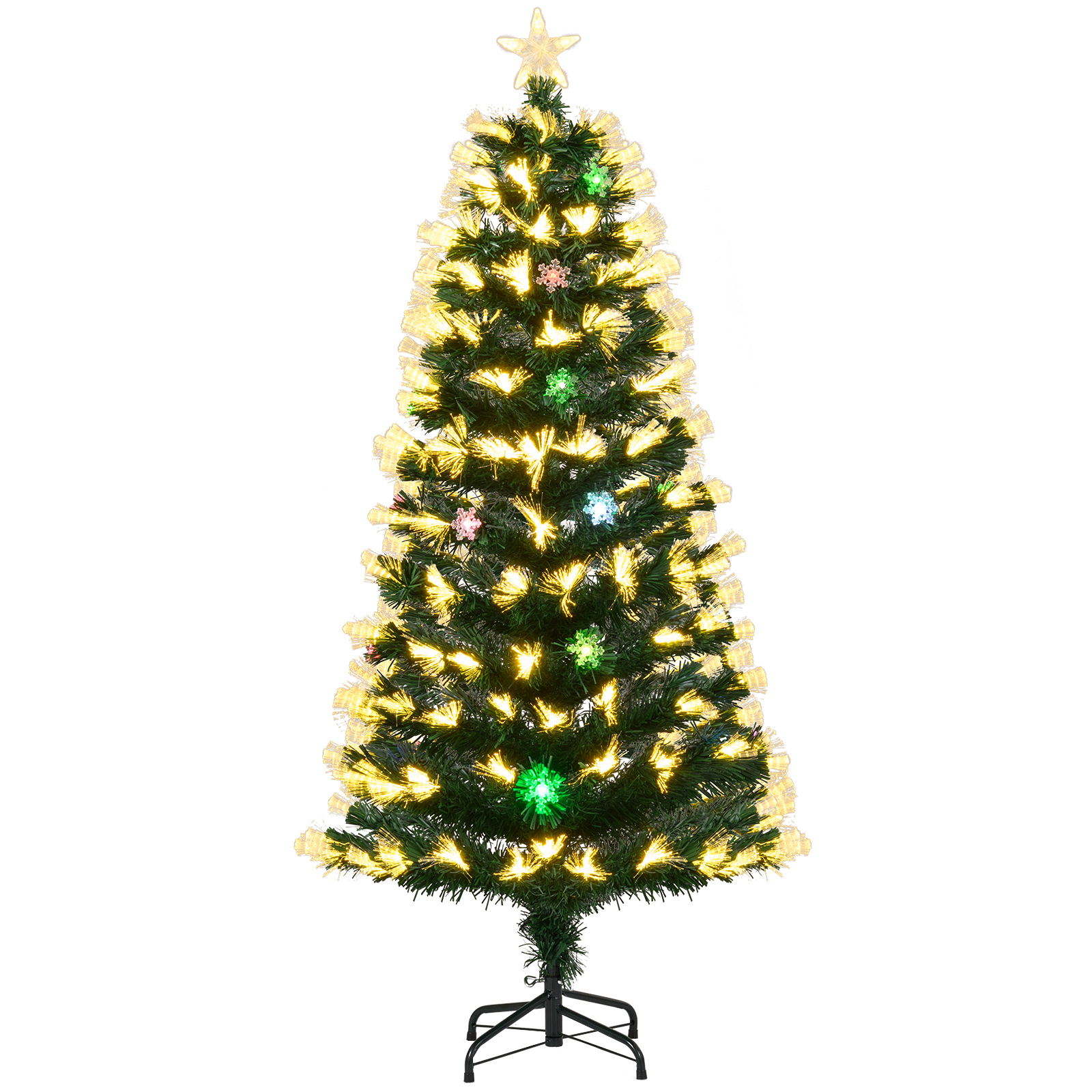 Costway 150 cm Künstlicher Weihnachtsbaum mit Beleuchtung & Sternspitze Mini Tannenbaum Christbaum