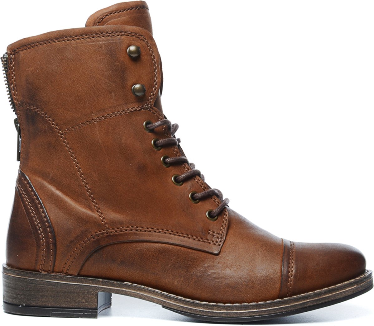 Cognacfarbene Schnürstiefel