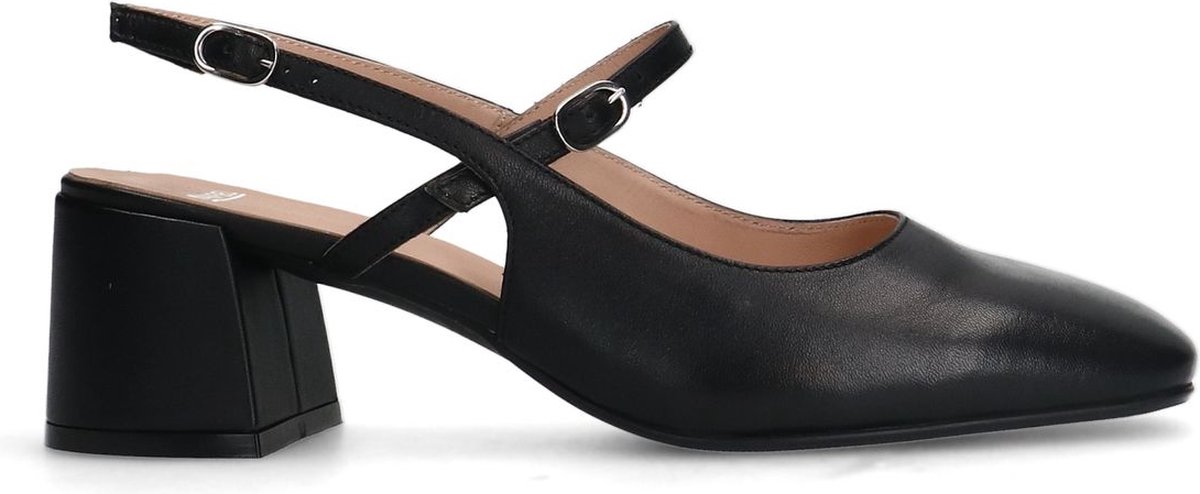 Schwarze Slingbackpumps aus Leder