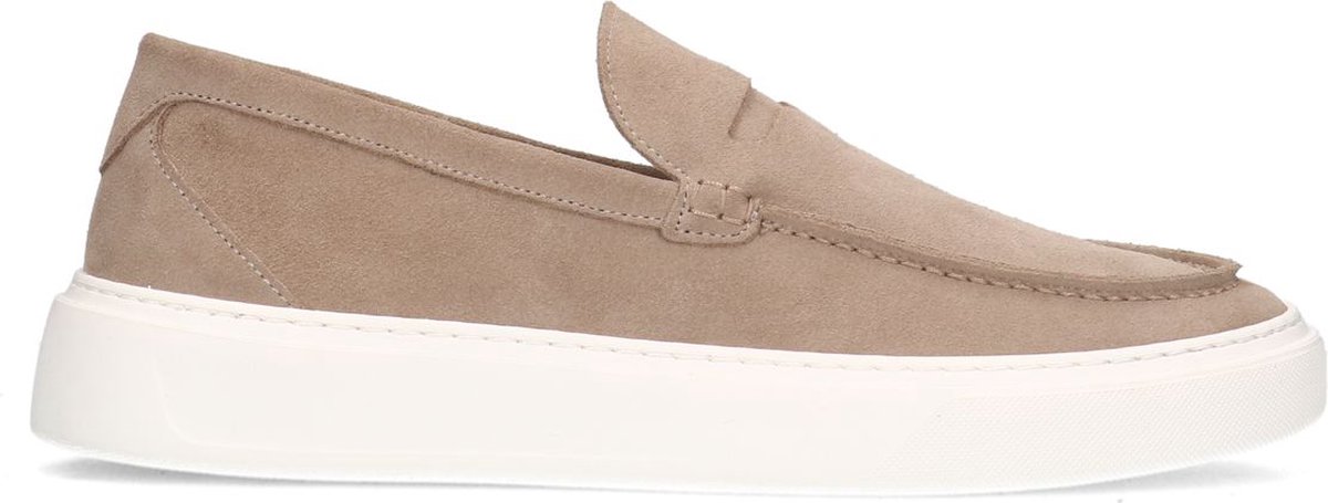 Beigefarbene Veloursleder-Loafer mit sportlicher Sohle