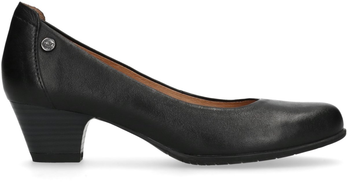Schwarze Lederpumps mit kleinem Absatz