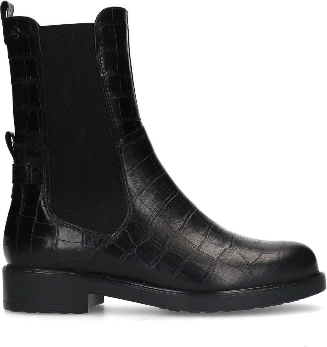 Schwarze Chelsea Boots aus Leder mit Krokomuster