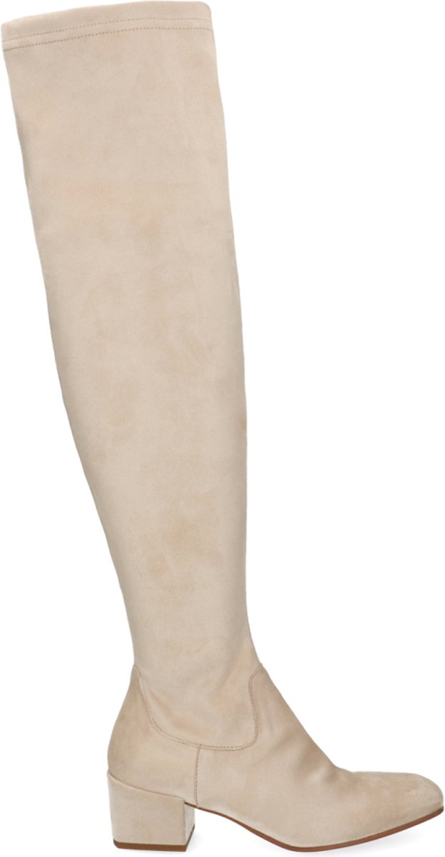 Beigefarbene Veloursleder-Stiefel